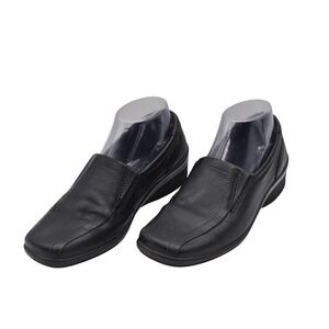 ECCO Shoes Womens Size 7-7.5 Black Leather Light Slip On Loafers Comfort EU 38